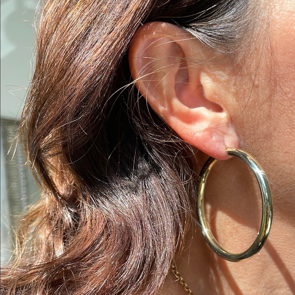 2 inch Plated Gold Hoop Earrings